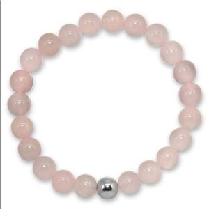 AQUA Sterling Silver & Cherry Quartz Bead Stretch Bracelet Bloomingdales NWT